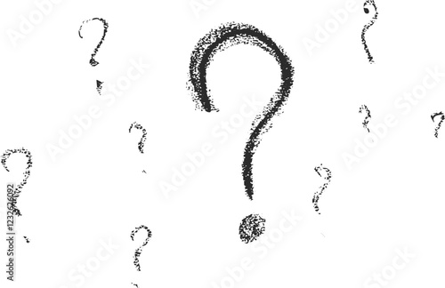 Hand drawn question marks isolated on white background