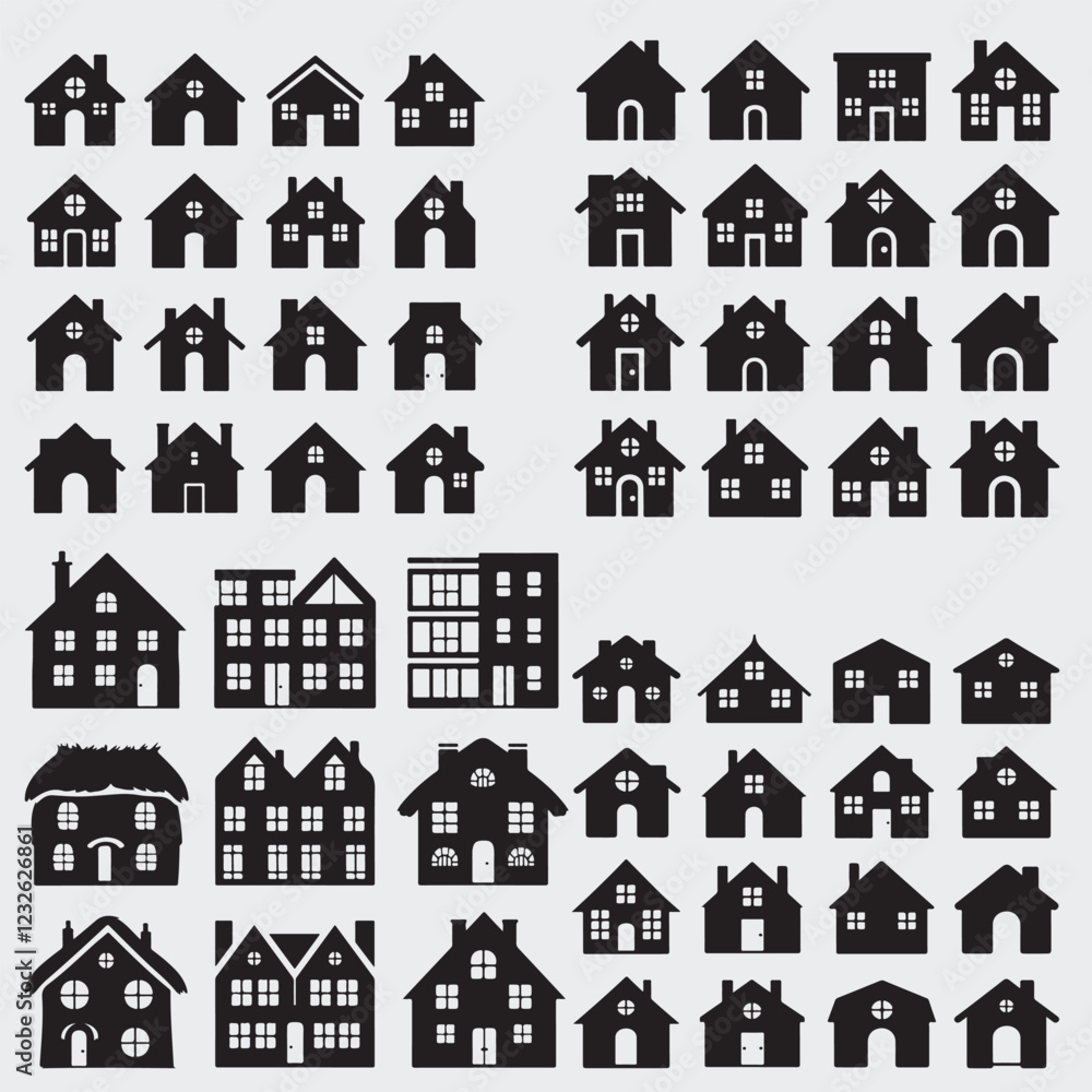 Home Icons Set Silhouette Home Icons Set Silhouette