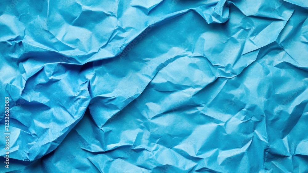 Obraz premium Abstract Blue Crumpled Paper Texture Background