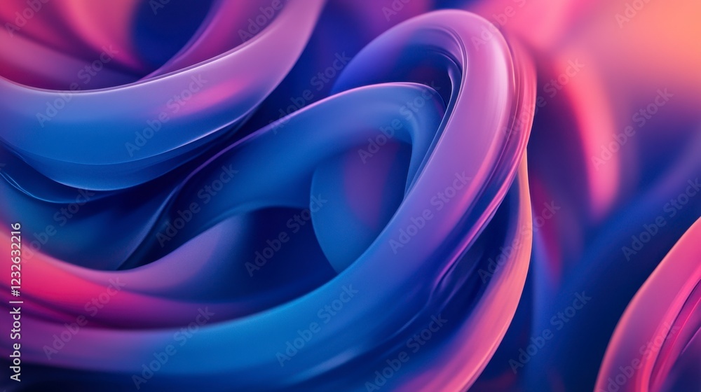 Obraz premium Lyrical abstract featuring intertwined loops in vibrant blues and magentas, creating a sense of motion