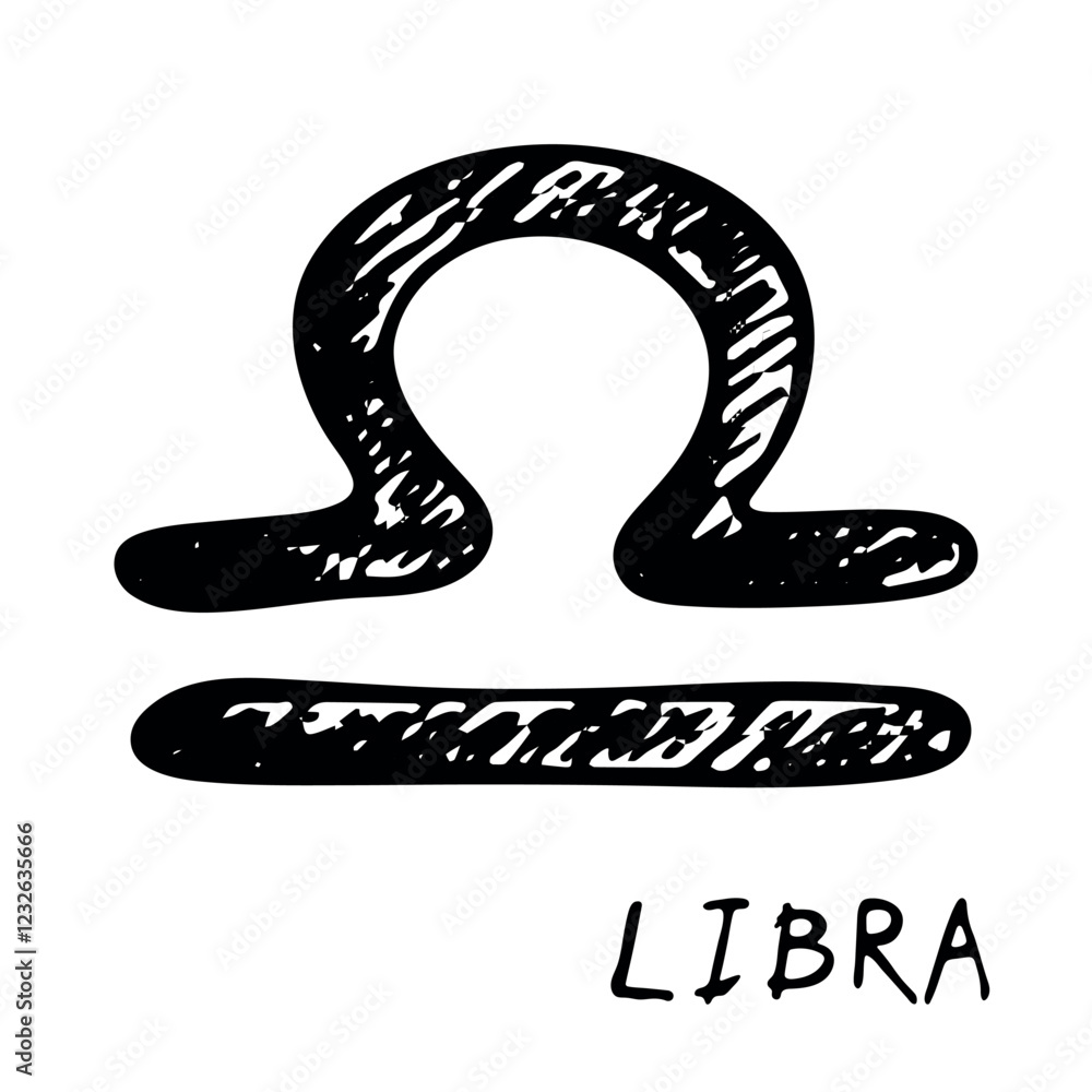 Hand drawn libra zodiac sign Esoteric symbol doodle Astrology clipart Element for design Hand drawn libra zodiac sign Esoteric symbol doodle Astrology clipart Element for design