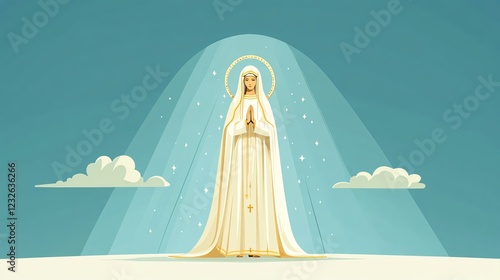 Catholic Virgin of Fatima Flat Vector Illustration for Religious Designs and Projects