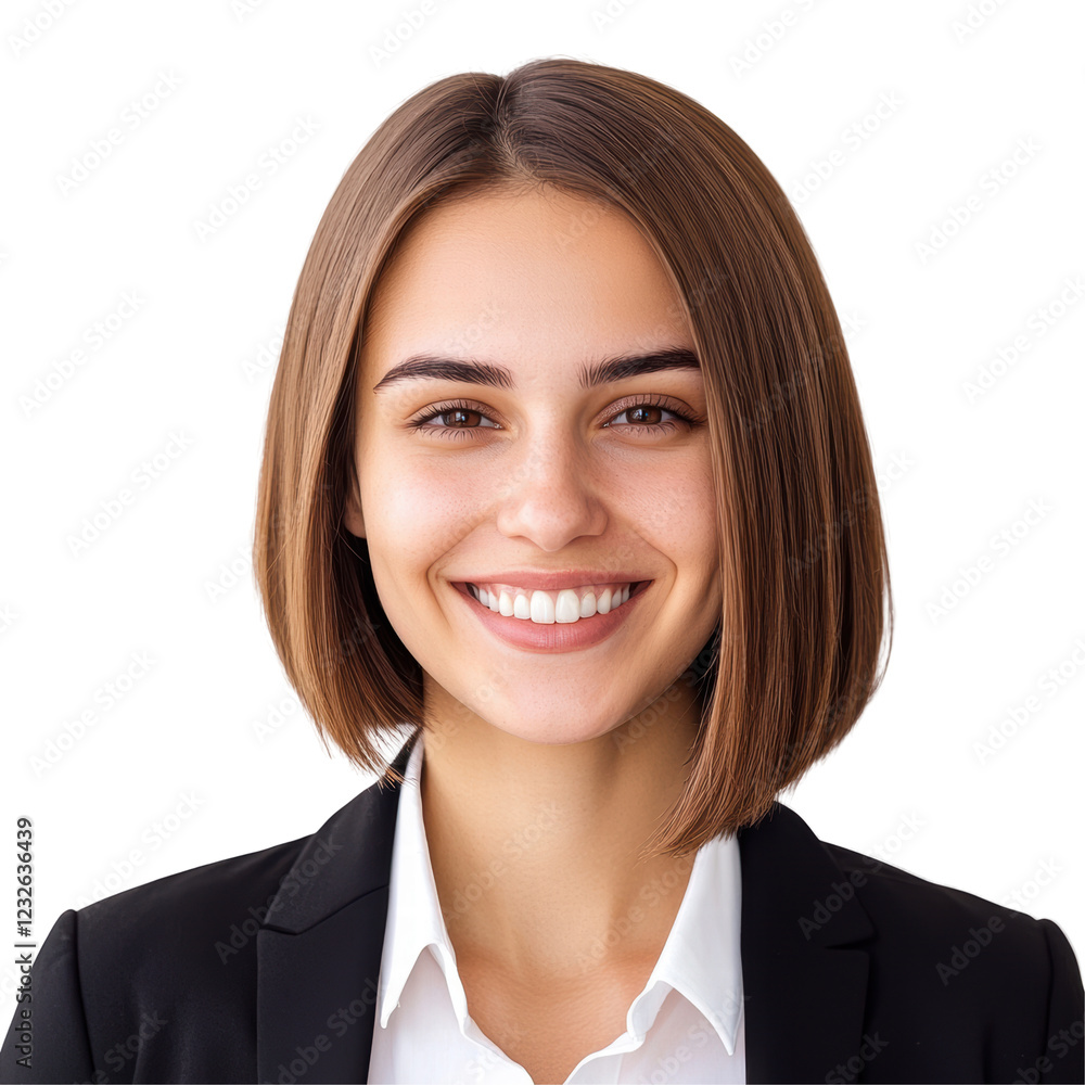 modern professional woman with stylish bob haircut, smiling confidently modern professional woman with stylish bob haircut, smiling confidently