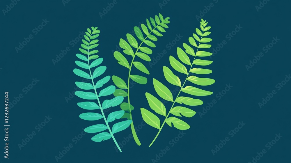 Detailed Flat Vector Fern Icon Isolated on White Background for Web Design and Graphic Projects Detailed Flat Vector Fern Icon Isolated on White Background for Web Design and Graphic Projects