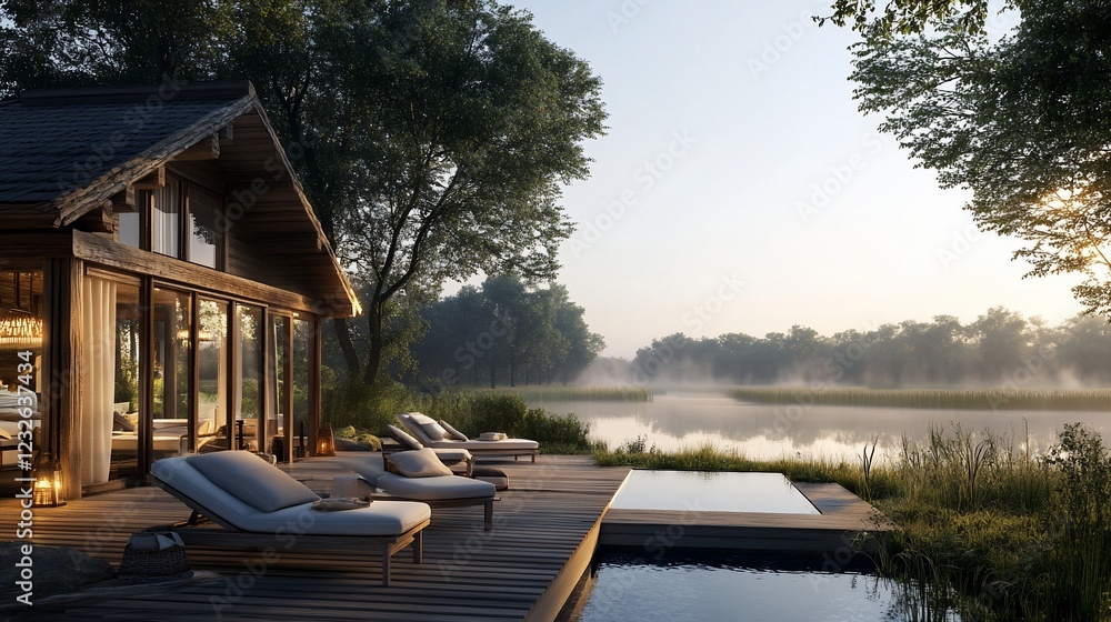 Sunrise luxury villa, river view, deck, pool, safari