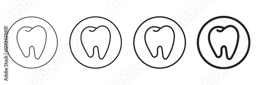 Tooth icons set. Tooth shape symbol. Vector illustration. Black icon of tooth isolated