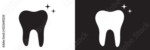 Tooth icons set. Tooth shape symbol. Vector illustration. Black icon of tooth isolated