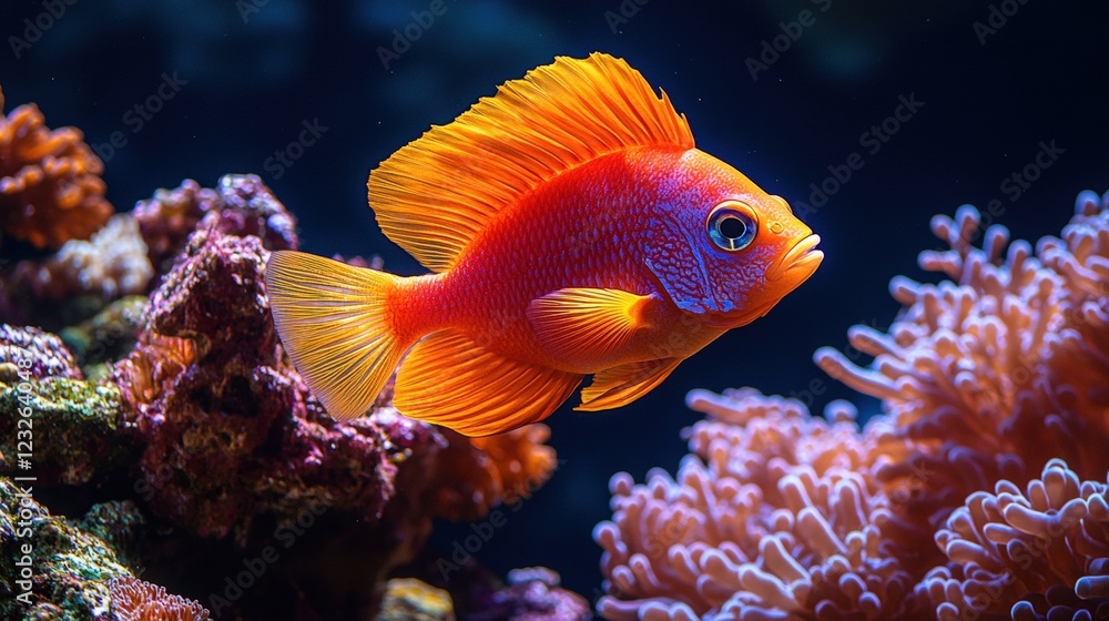 Obraz premium Colorful fish swimming in a vibrant coral reef ecosystem underwater