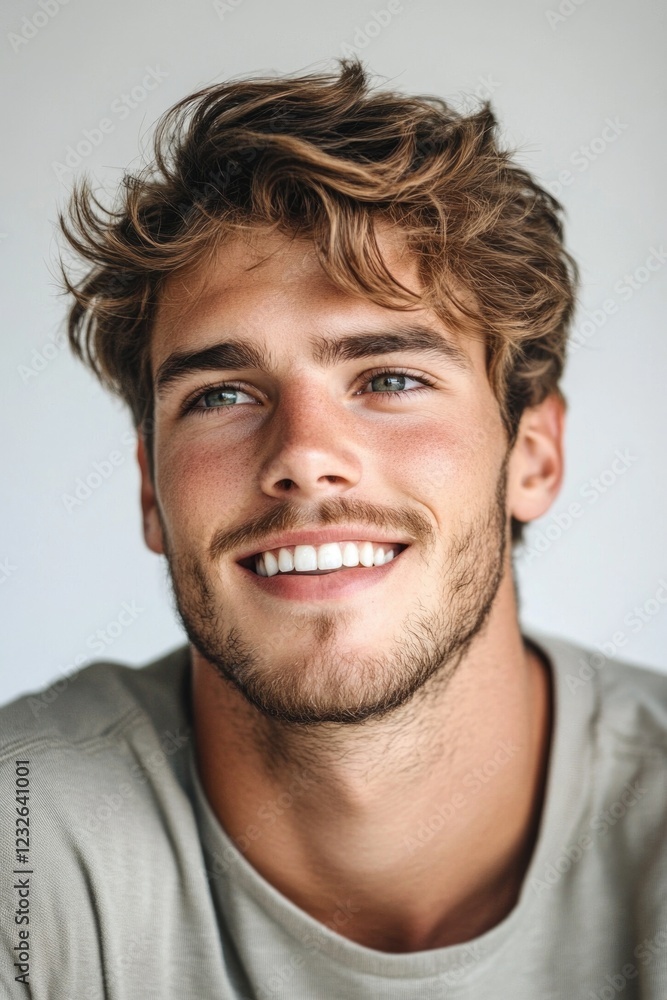 Obraz premium Smiling Man with Wavy Hair