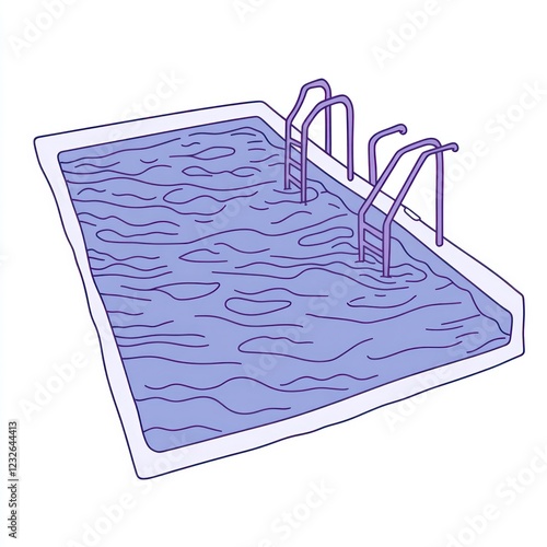 Simple outlined purple swimming pool photo