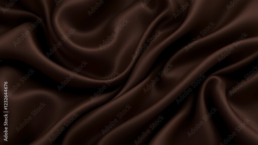 Fototapeta premium Black dark chocolate brown background. Silk satin fabric. Luxury elegant beauty premium rich. Shiny glitter shimmer silky. Drapery fold crease. romance festival.
