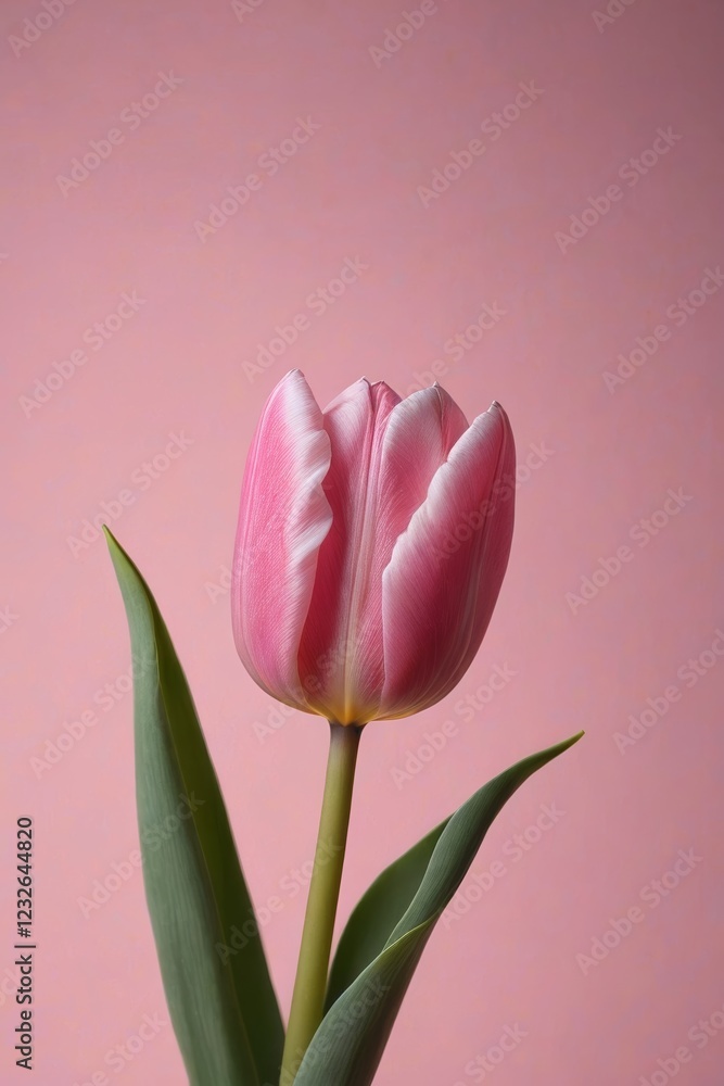 there is a pink tulip with a green stem in a vase there is a pink tulip with a green stem in a vase
