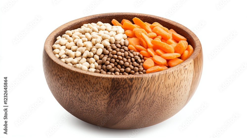 Assorted seeds and grains in a wooden bowl. Assorted seeds and grains in a wooden bowl.