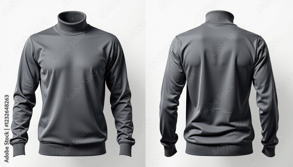 High-Res Mockup: Sleek Black Turtleneck Sweater on White Background High-Res Mockup: Sleek Black Turtleneck Sweater on White Background