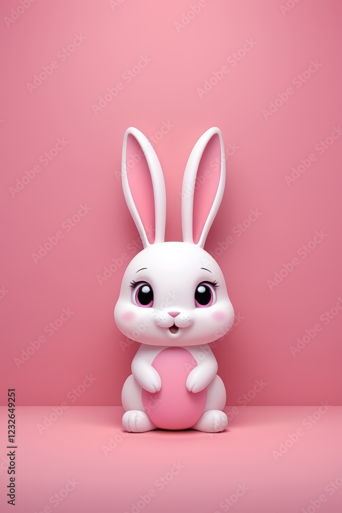Obraz premium arafed bunny with a pink heart on a pink background
