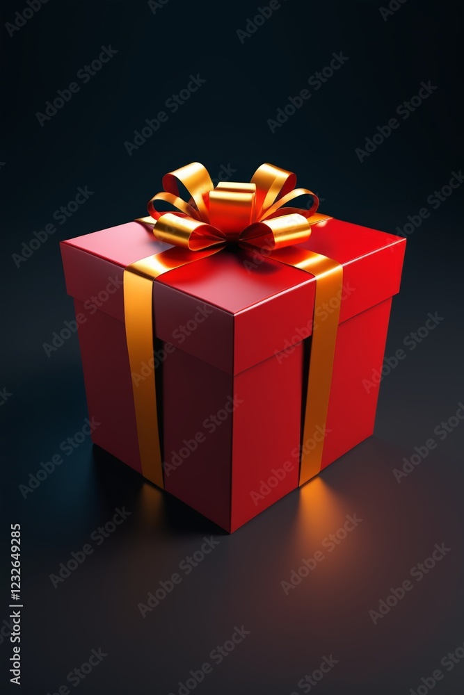 Fototapeta premium there is a red gift box with a gold bow on it