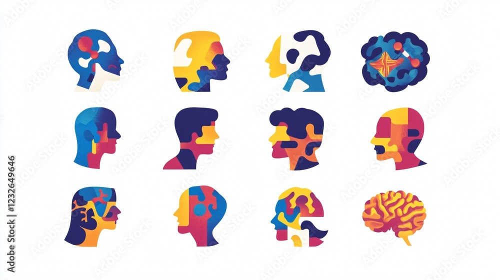 Fototapeta premium Professional Set of Eleven World Autism Day Icons for Awareness Campaigns and Support Materials in Vector Format