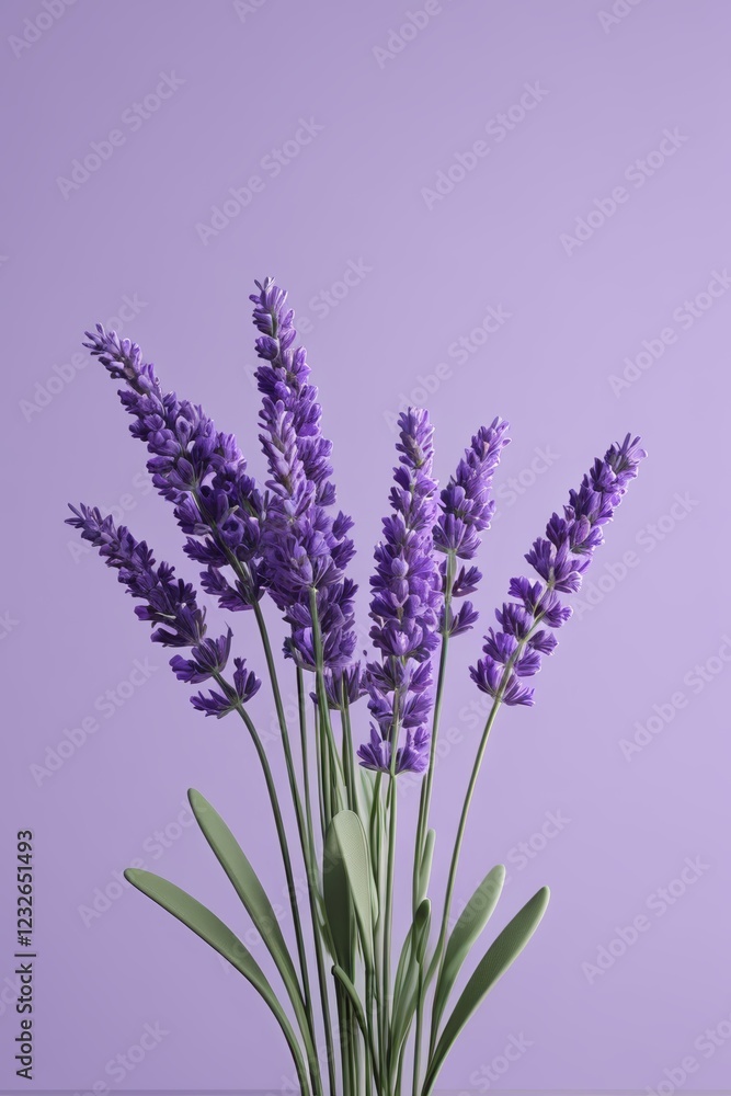 Obraz premium lavender flowers in a vase on a table against a purple background