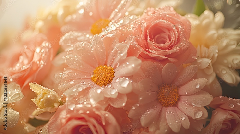 Soft focus flower bouquet with water drops, abstract nature background Soft focus flower bouquet with water drops, abstract nature background