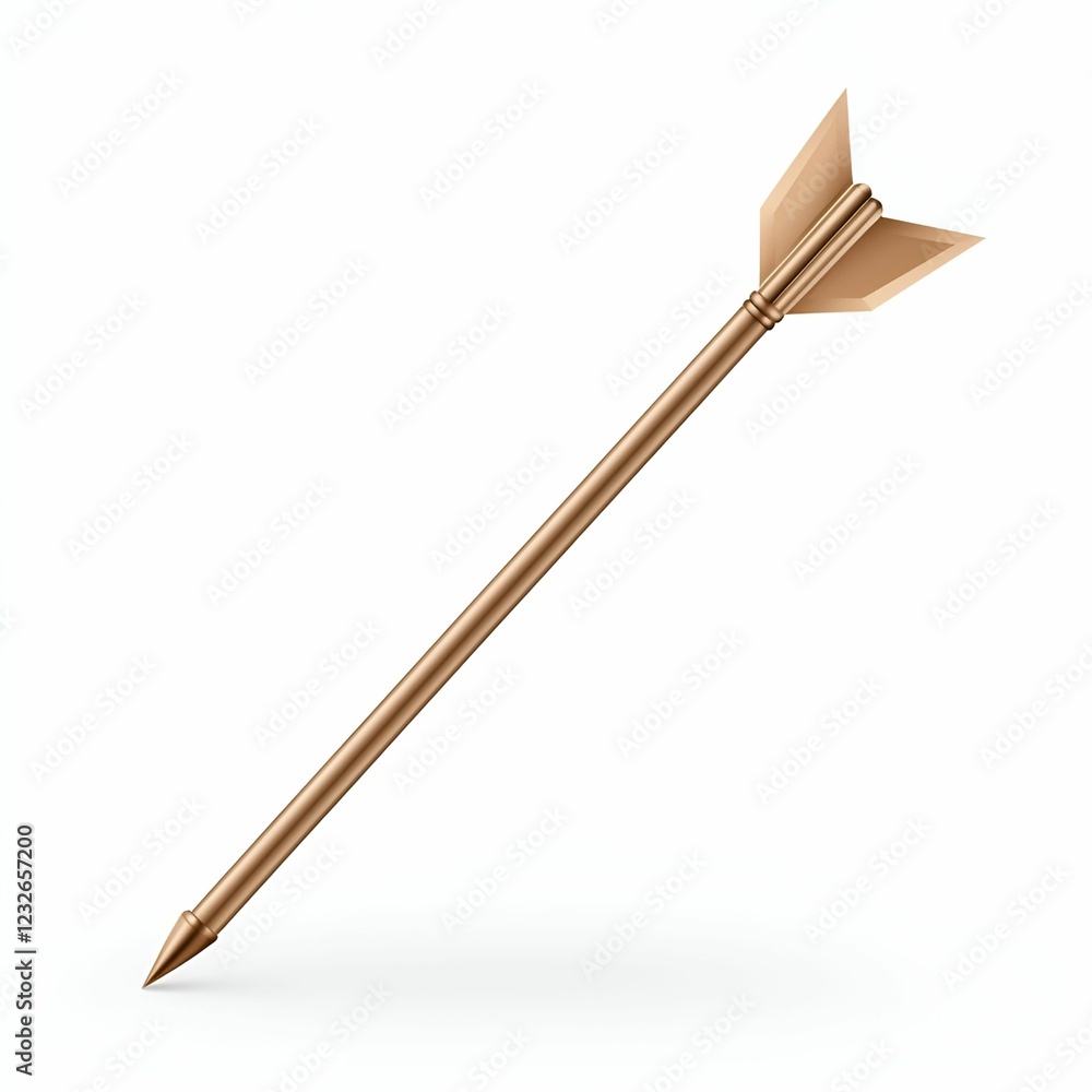 Arrow pointer concept. A realistic arrow with a wooden shaft and metal tip, set against a white background. Arrow pointer concept. A realistic arrow with a wooden shaft and metal tip, set against a white background.