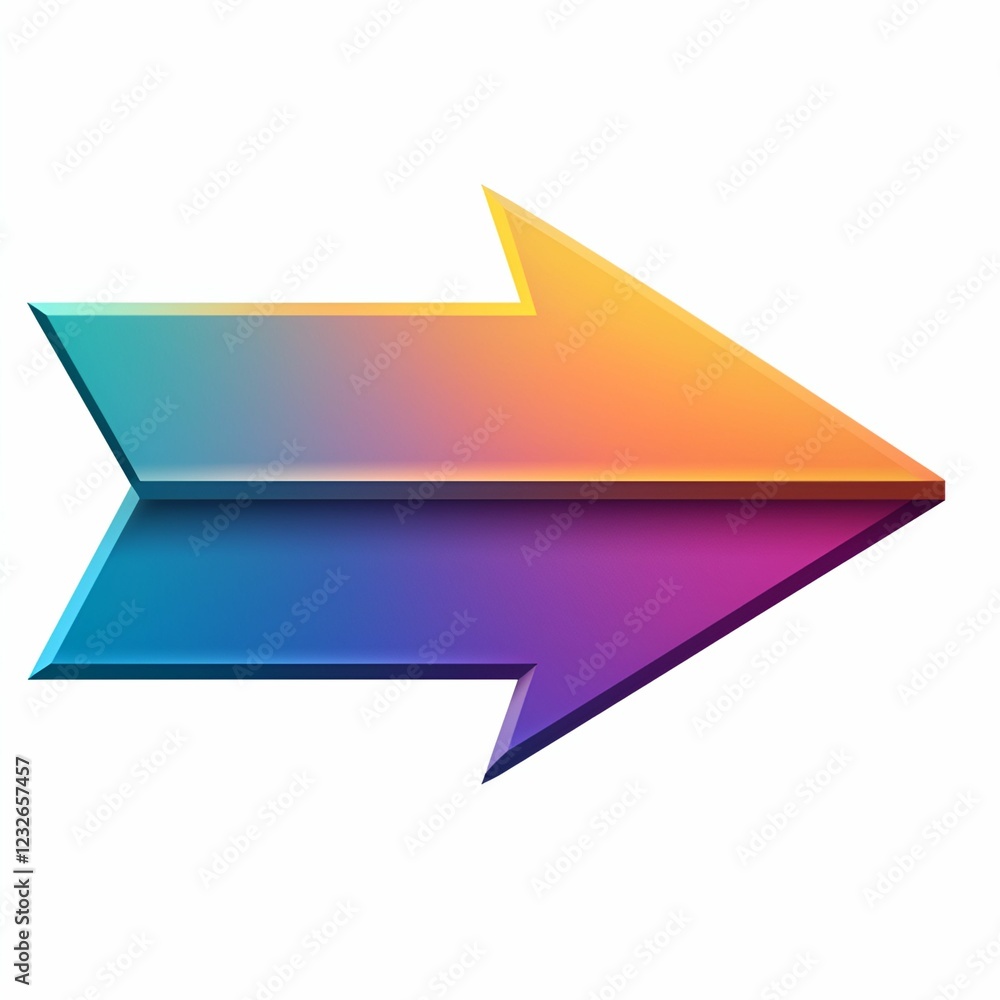 Fototapeta premium Arrow pointer concept. Colorful gradient arrow pointing right, symbolizing direction and movement.