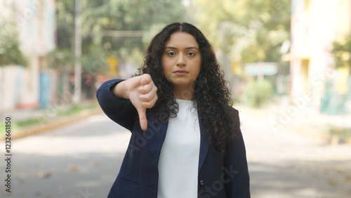 Indian Businesswoman Showing Thumbs Down