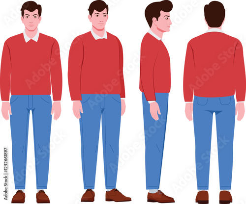 Business man character animation turnaround, Enhance your storytelling effortlessly