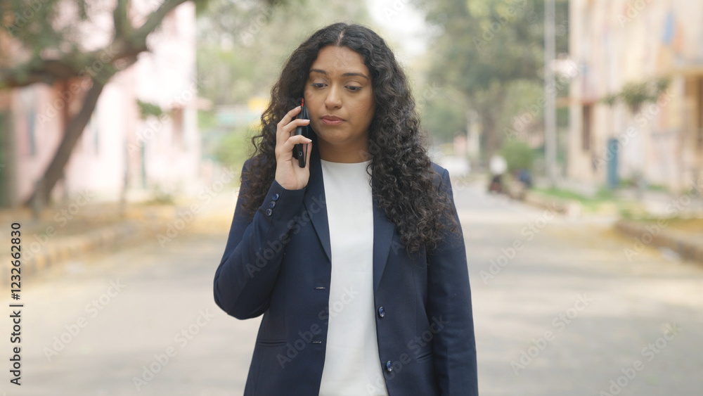 Upset Indian Businesswoman Talking on Phone Upset Indian Businesswoman Talking on Phone