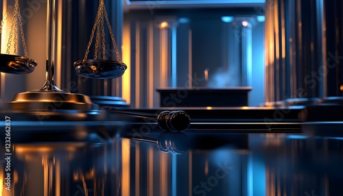 Scales of Justice Gavel Courtroom Scene