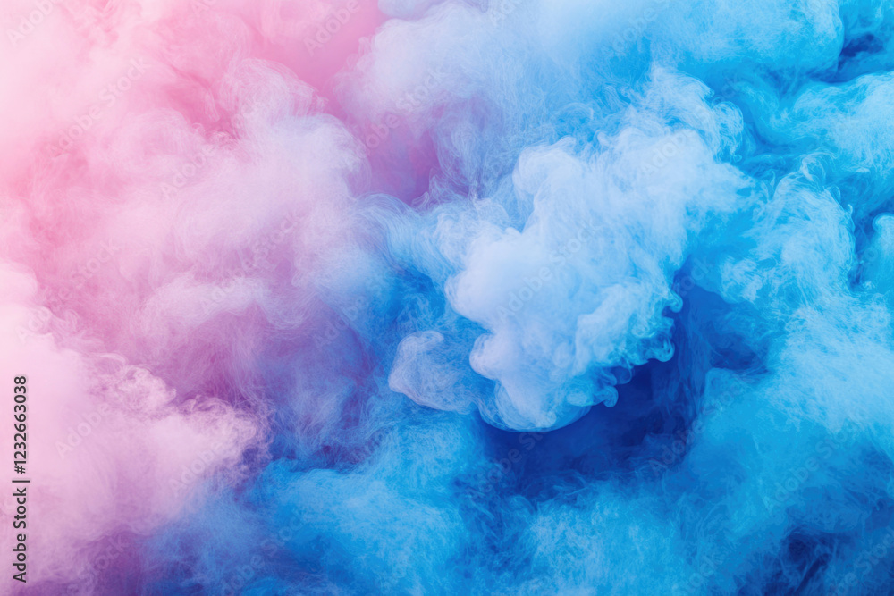 Abstract art showcasing a vibrant blend of pink and blue smoke, creating a dreamy, ethereal atmosphere. Abstract art showcasing a vibrant blend of pink and blue smoke, creating a dreamy, ethereal atmosphere.