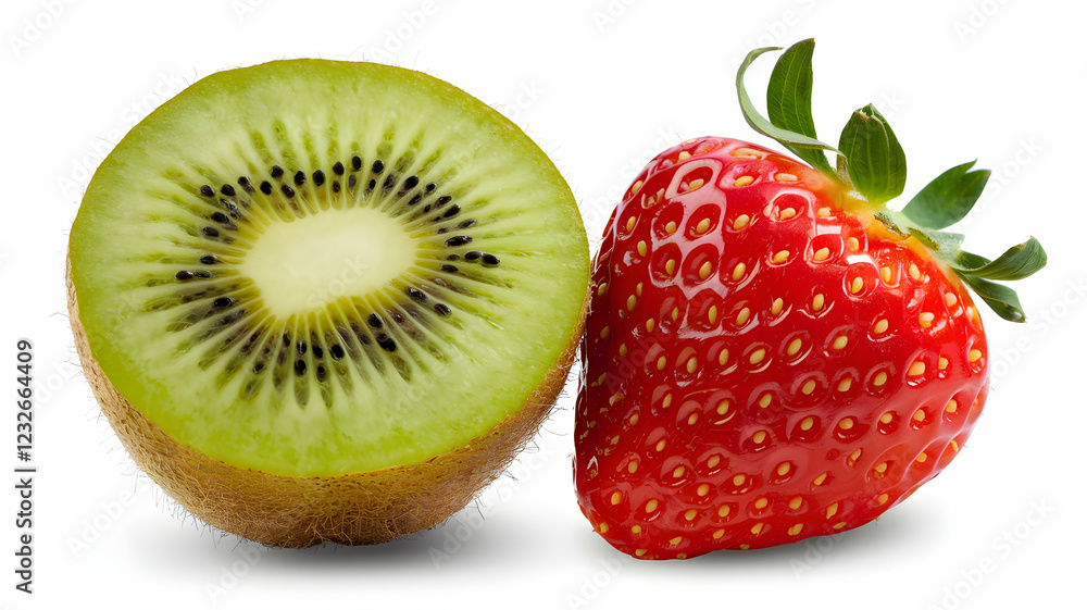 Fresh kiwi and strawberry slices with a vibrant tropical touch Fresh kiwi and strawberry slices with a vibrant tropical touch