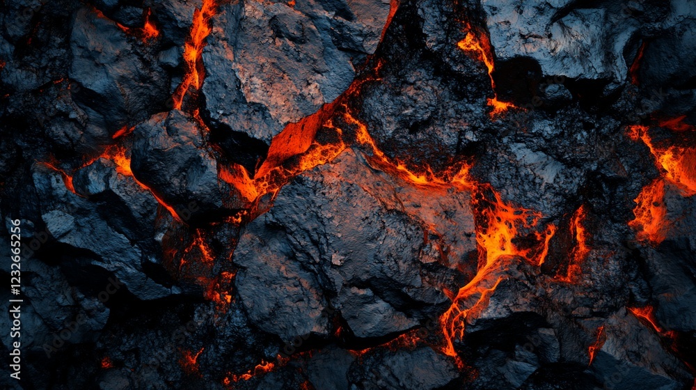 Glowing Lava Rocks Volcanic Eruption Background Texture Glowing Lava Rocks Volcanic Eruption Background Texture