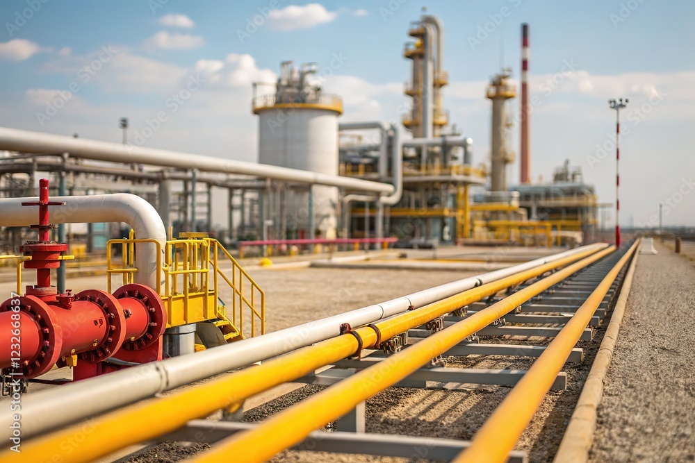 High-resolution shot of a gas processing plant's infrastructure. High-resolution shot of a gas processing plant's infrastructure.