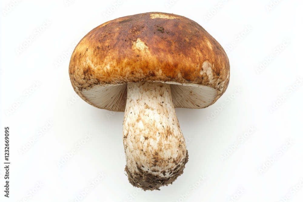 Fresh Deadly Webcap mushroom with rusty brown cap on white background, isolated, poisonous fungi concept Fresh Deadly Webcap mushroom with rusty brown cap on white background, isolated, poisonous fungi concept