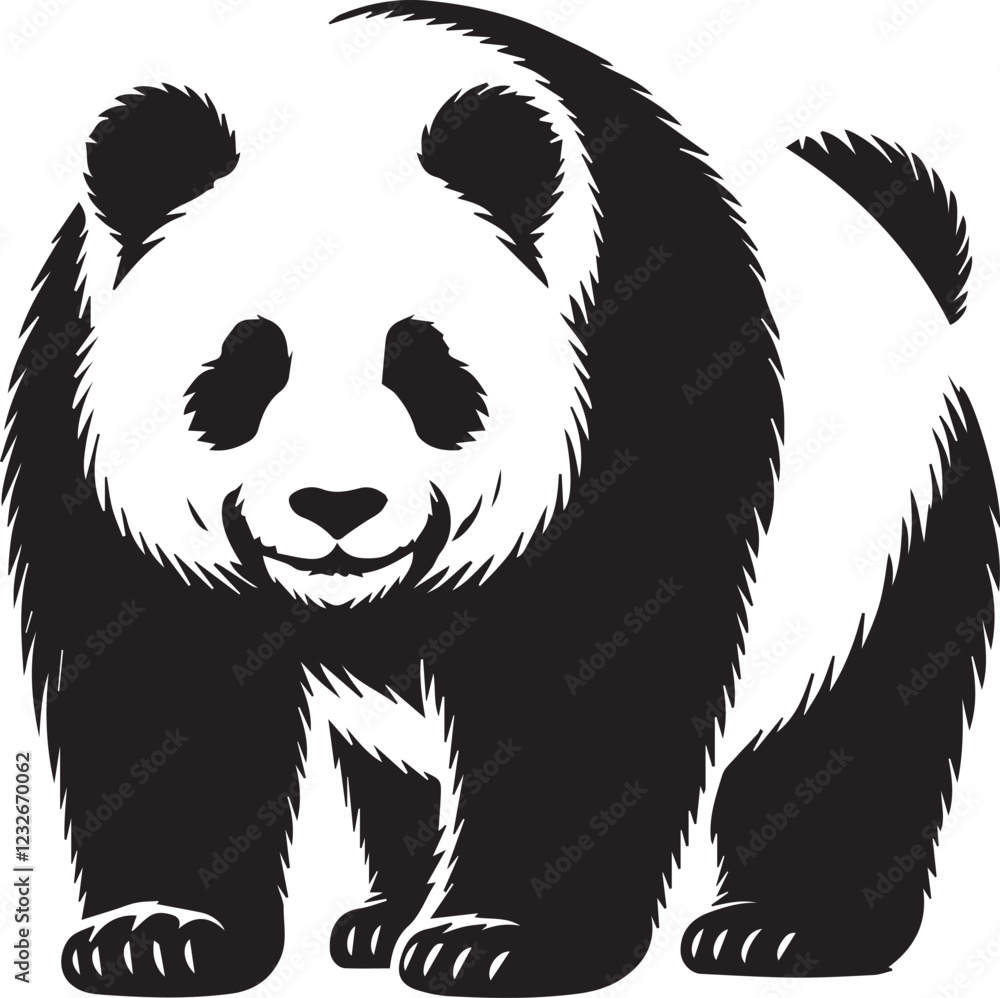 Giant panda vector black and white Giant panda vector black and white