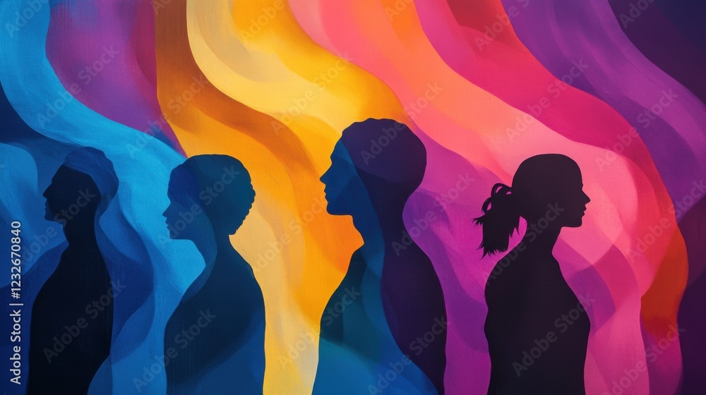Backgrounds with human silhouettes add depth to designs. Backgrounds with human silhouettes add depth to designs.