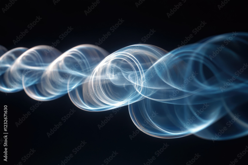 Fototapeta premium Abstract swirling blue smoke patterns on a transparent background, creating a dynamic and ethereal visual effect.