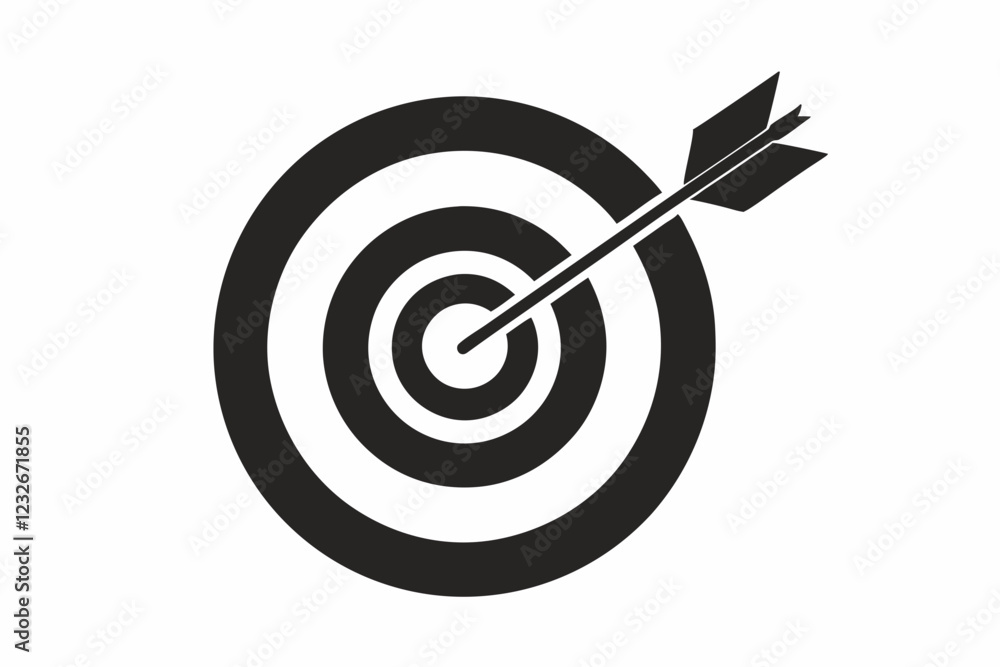 bullseye arrow black icon vector isolated on a white background. Target Arrow Icon Vector bullseye arrow black icon vector isolated on a white background. Target Arrow Icon Vector