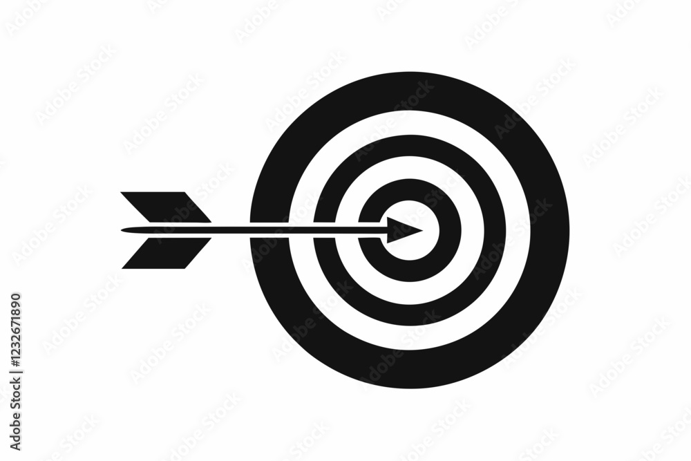 bullseye arrow black icon vector isolated on a white background. Target Arrow Icon Vector bullseye arrow black icon vector isolated on a white background. Target Arrow Icon Vector