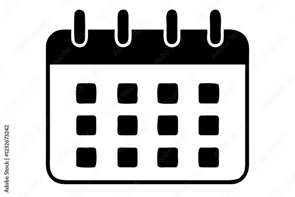 calendar glyph black icon vector isolated on white background calendar glyph black icon vector isolated on white background