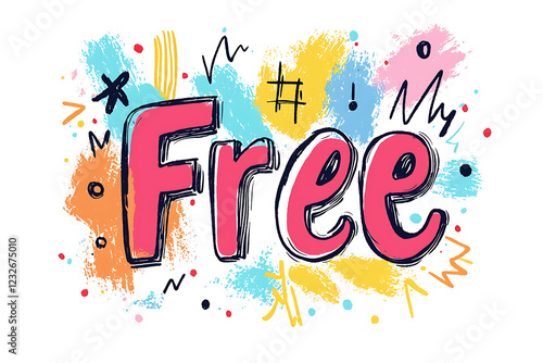Colorful artistic text illustration of the word Free