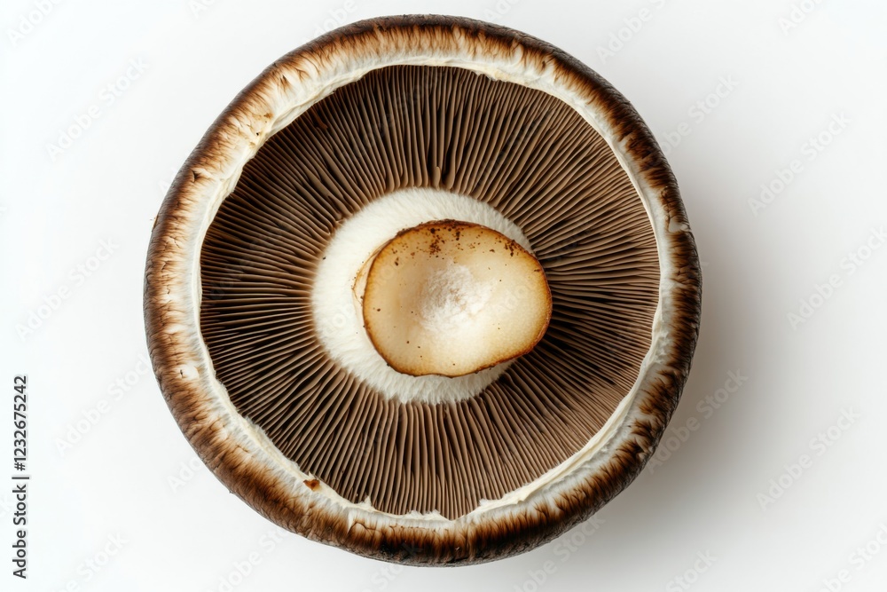Fresh Pioppino mushrooms with dark brown caps and white stems, isolated on white, food photography Fresh Pioppino mushrooms with dark brown caps and white stems, isolated on white, food photography