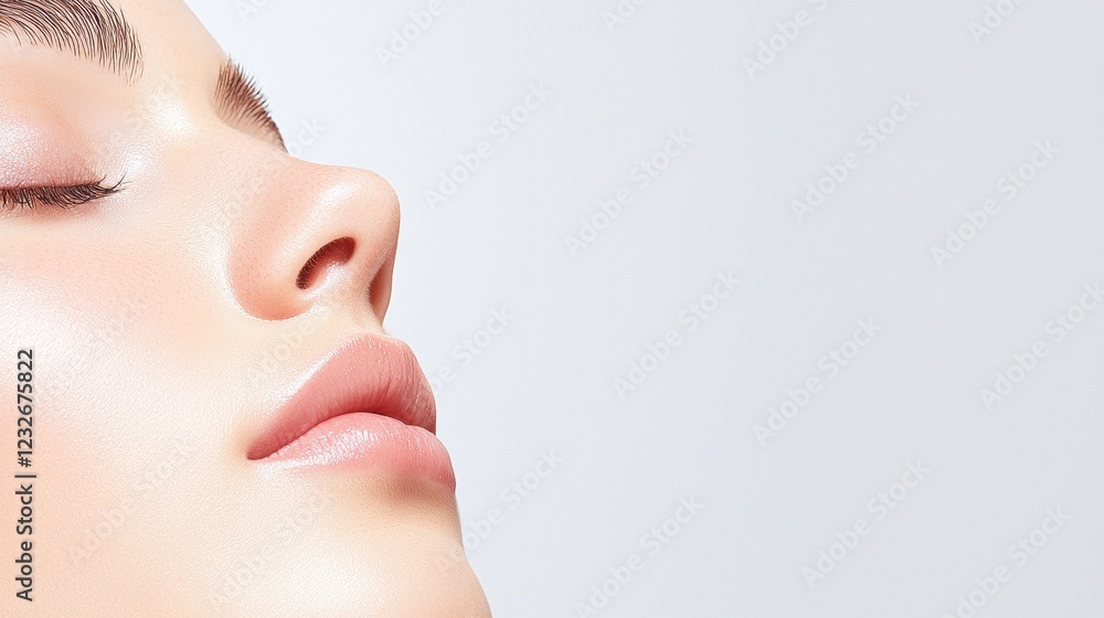 Flawless beauty portrait studio advertising close-up minimalist background health concept Flawless beauty portrait studio advertising close-up minimalist background health concept