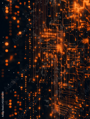 Digital Network: An abstract illustration of a glowing digital network, with a complex web of connections and data streams, pulsating with energy.