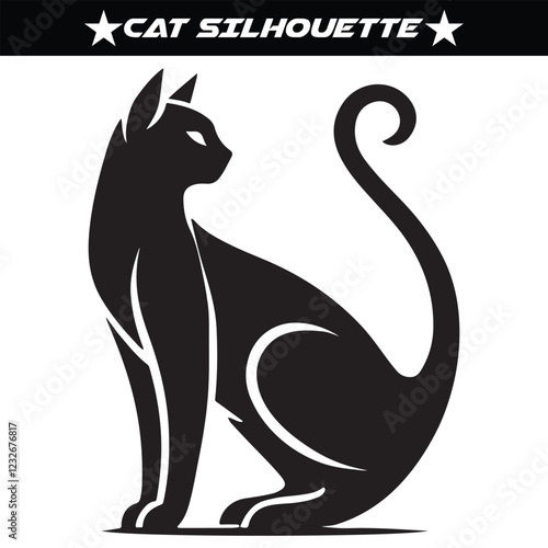 Cat silhouette isolated on a white background, eps 10