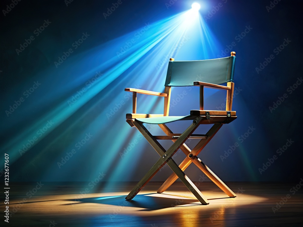 AI-photo: Luminous director's chair, digitally rendered. AI-photo: Luminous director's chair, digitally rendered.