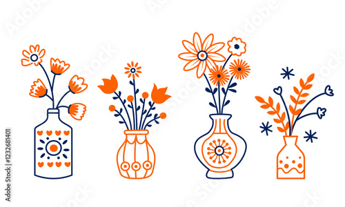 Set of flowers in a vase 