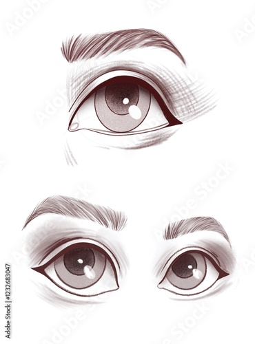 Sketch of stylized eyes