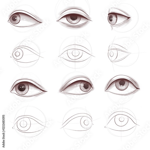 Drawing eyes. Sketch