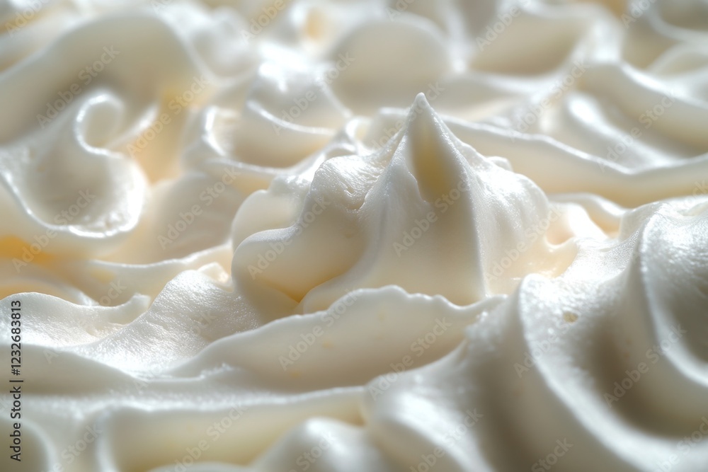 Swirls of white whipped cream with soft texture Swirls of white whipped cream with soft texture